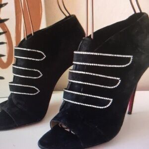 Born Black Heels with Rhinestone Straps